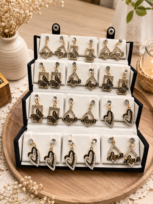 Combo tray earings (pack of 12 earings with box)