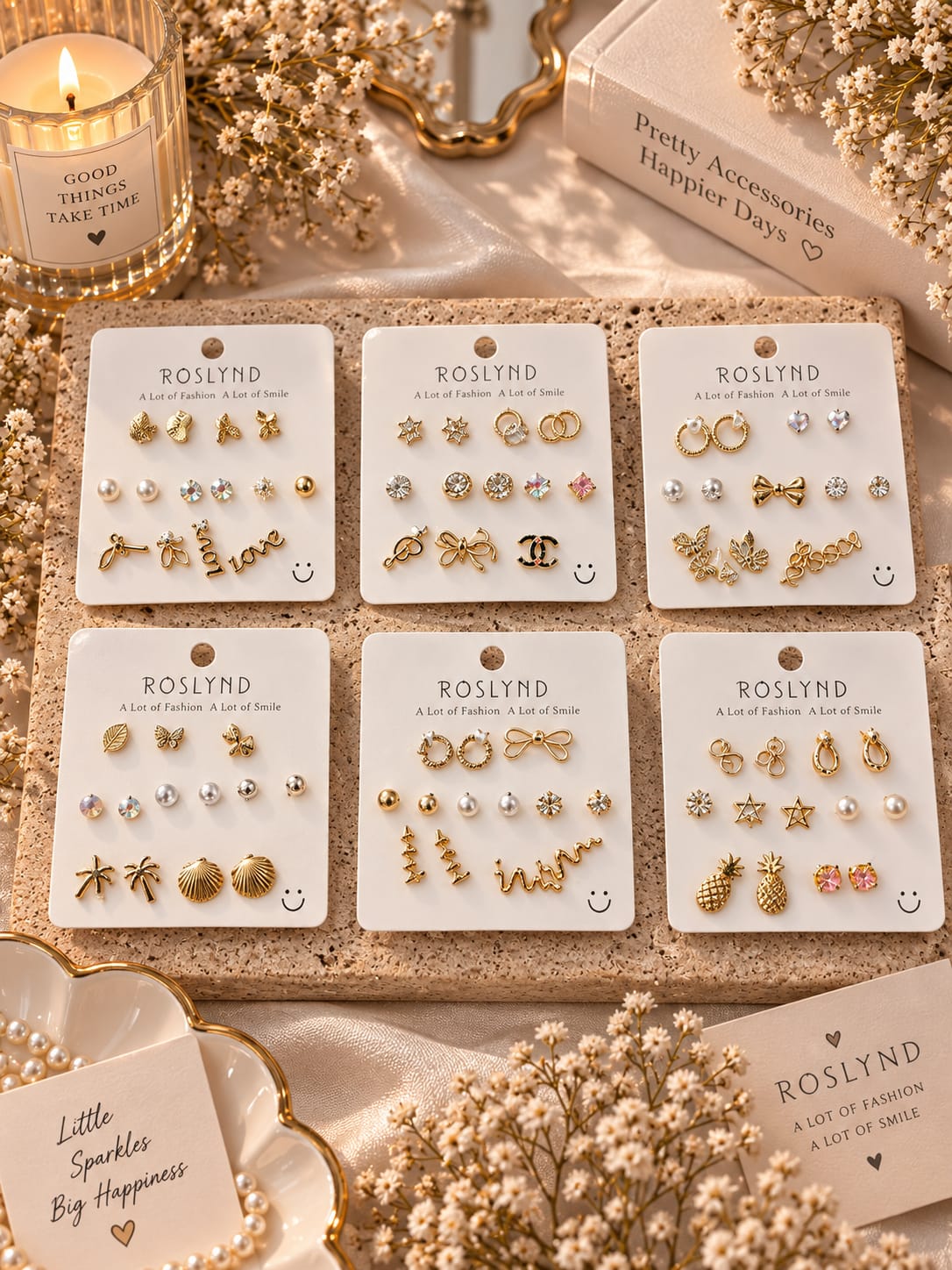 Korean studs combo ( pack of 12 cards)