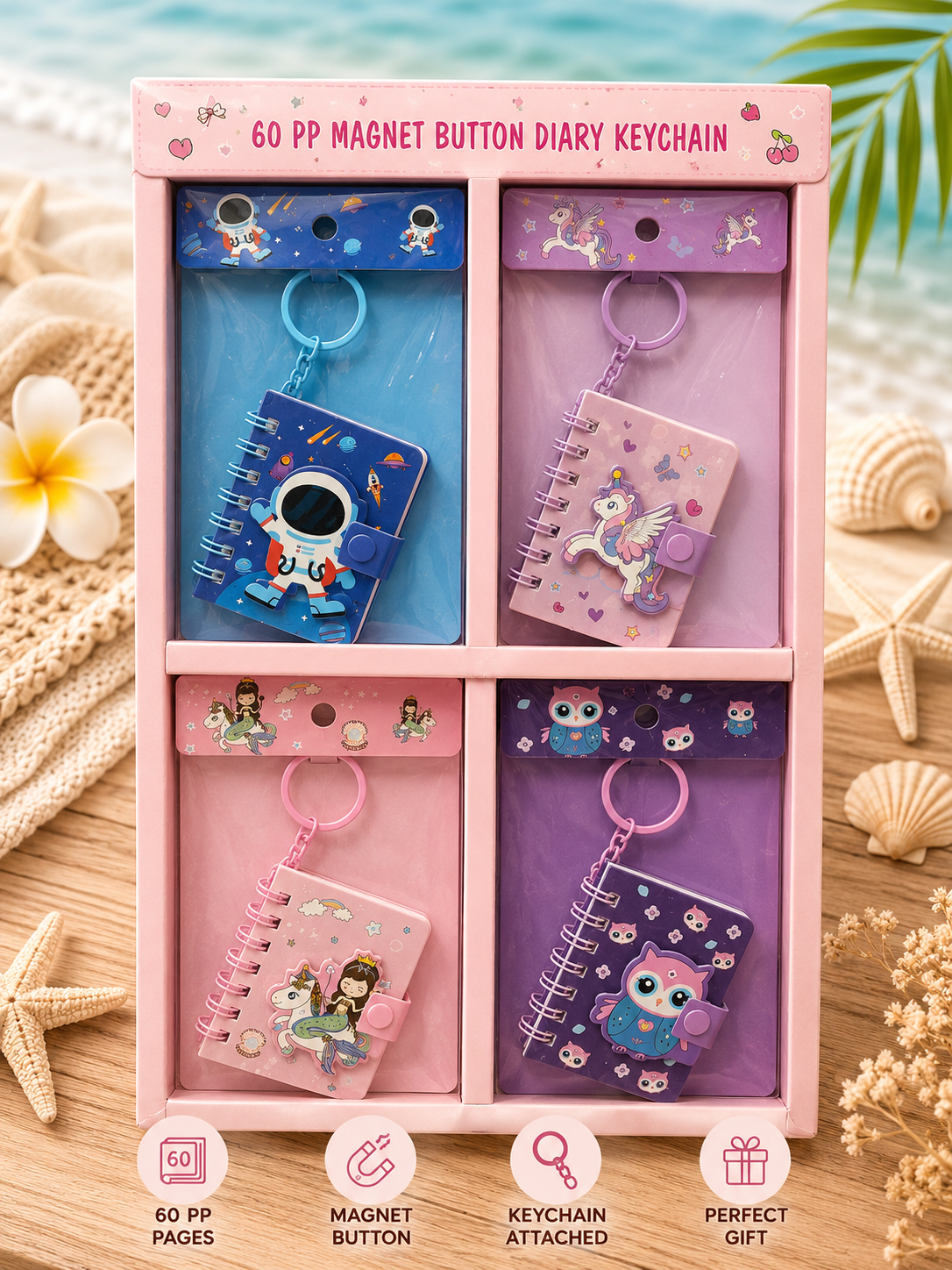 Kawai magnet lock keychain diary ( pack of 12)