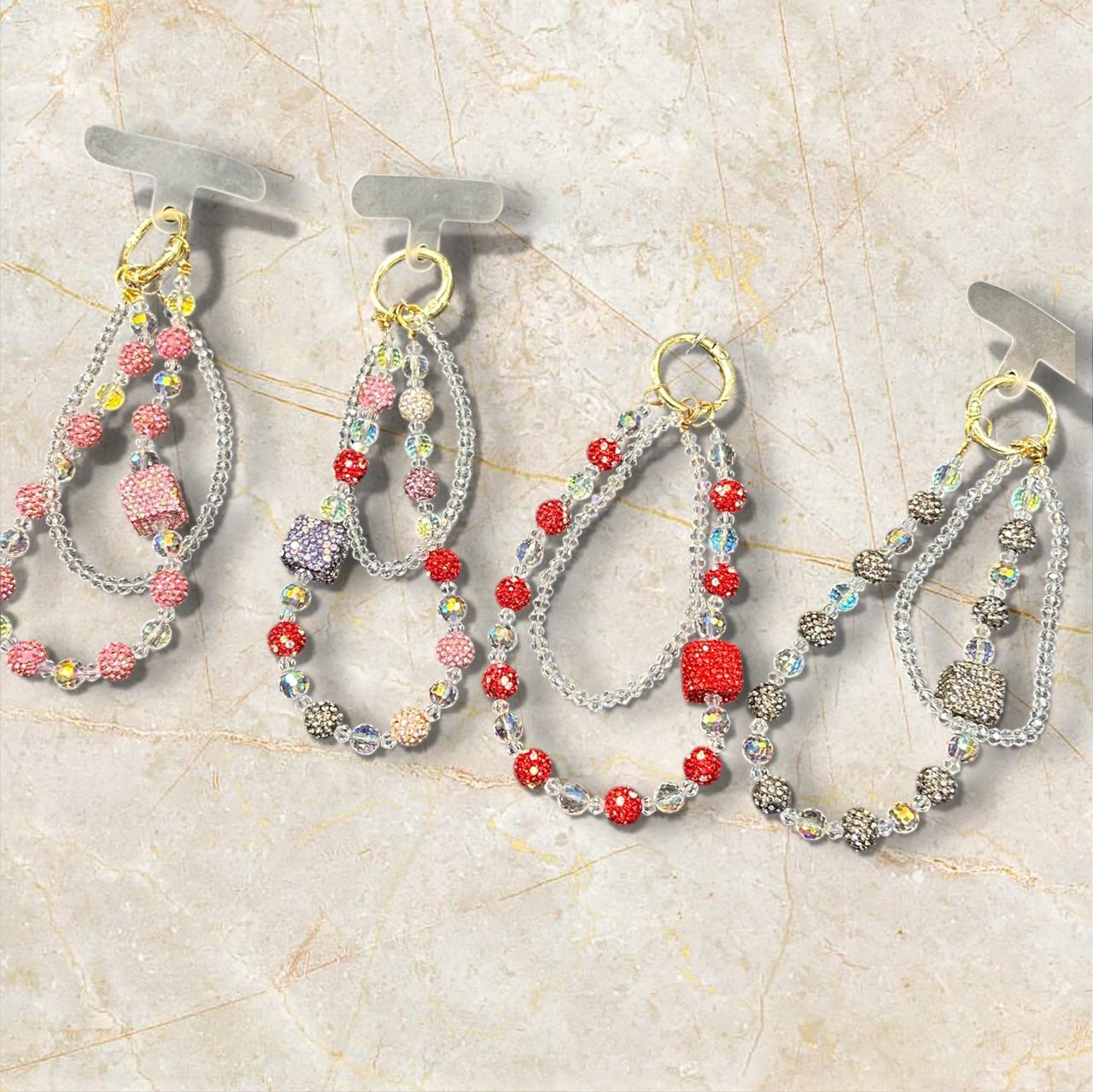 Crystal Beaded Phone Charm | Luxury Wrist Strap Phone Accessory (pack of 6)
