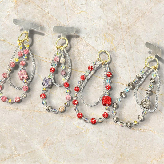 Crystal Beaded Phone Charm | Luxury Wrist Strap Phone Accessory (pack of 6)