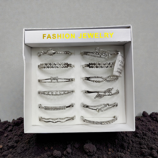 Metal Allow openable bracelet (pack of 12)- silver polish