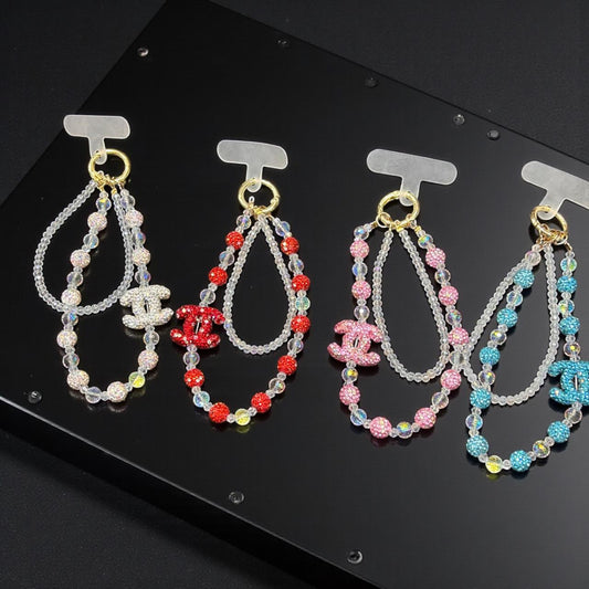 Crystal Beaded Phone Charm | Luxury Wrist Strap Phone Accessory (pack of 6)