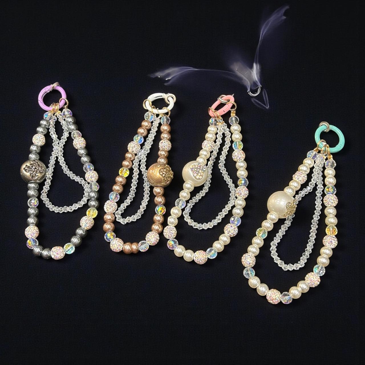 Crystal Beaded Phone Charm | Luxury Wrist Strap Phone Accessory (pack of 6)