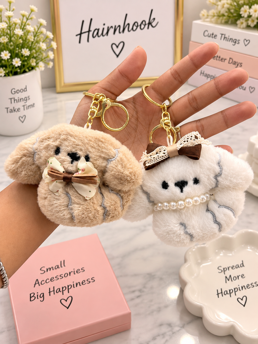 Plushies charms with rosegold keychain (pack of 12 piece)
