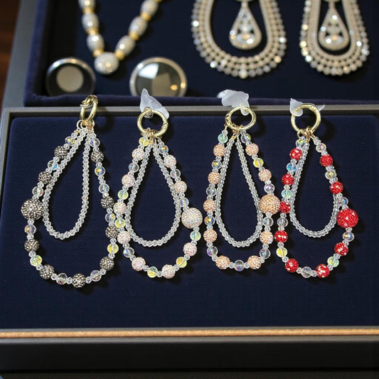 Crystal Beaded Phone Charm | Luxury Wrist Strap Phone Accessory (pack of 6)