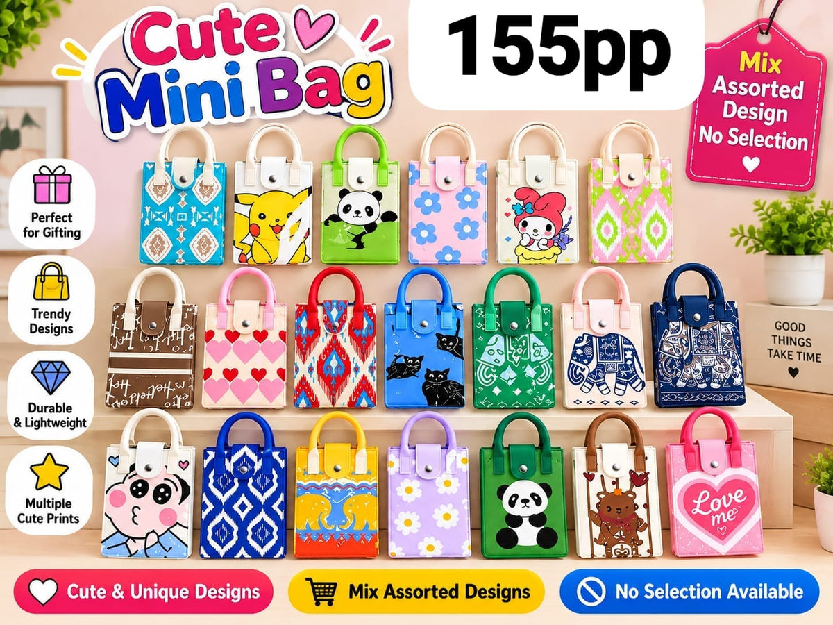 Cute mini korean bags ( pack of 20 Asorted designs) prebook