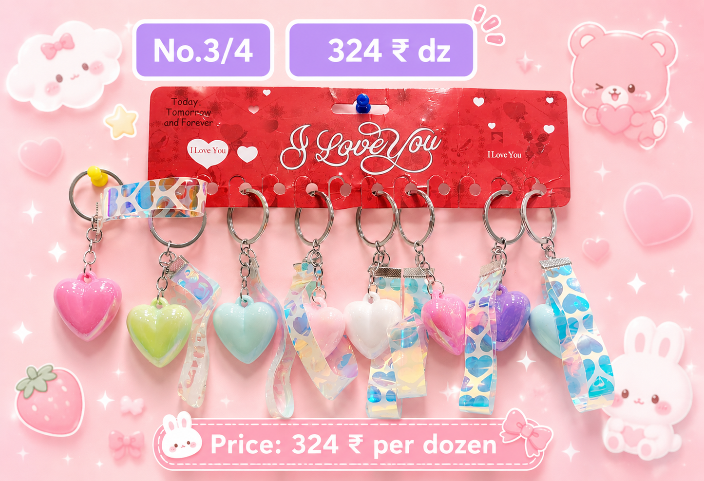 Cute Heart keychain ( pack of 12)