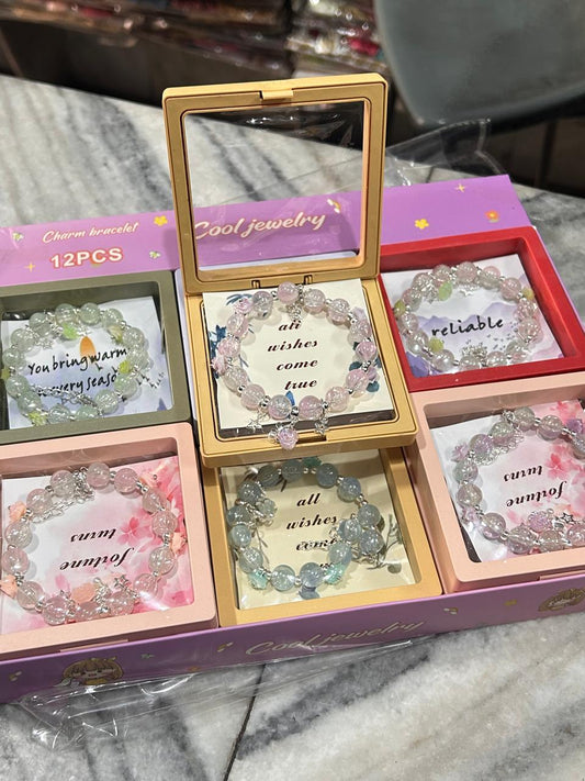 Luxury Marble Stone Bracelet with Charm | Gift Bracelet for Women ( pack of 12)