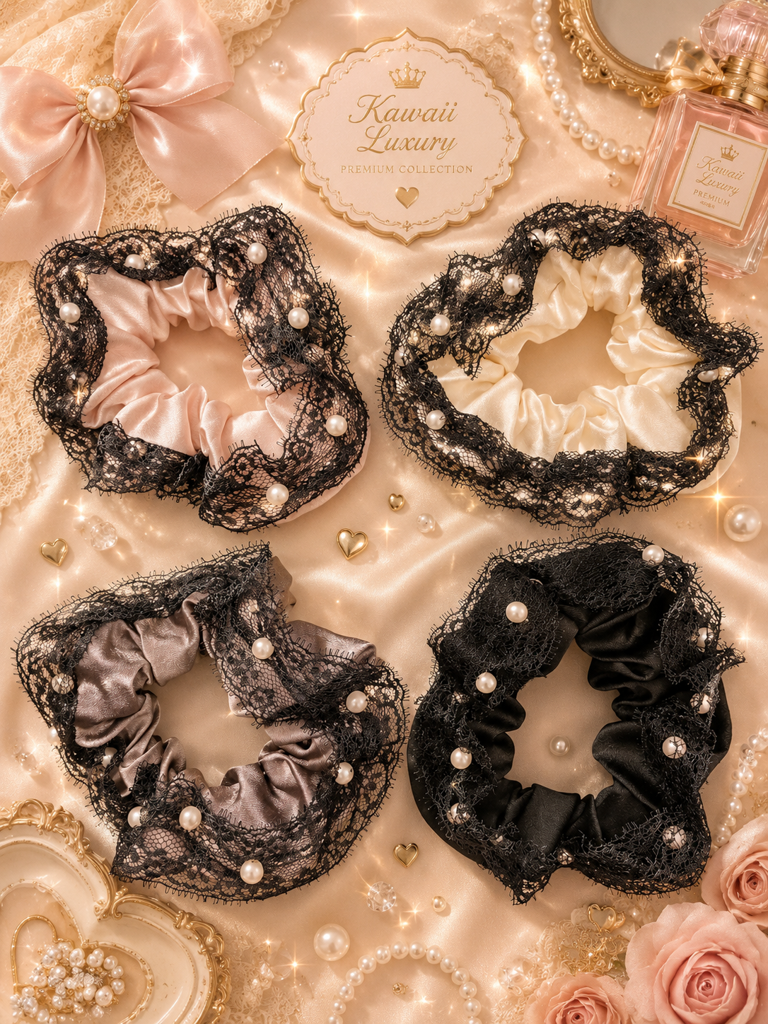 Cute kawaii korean scrunchies ( pack of 12)