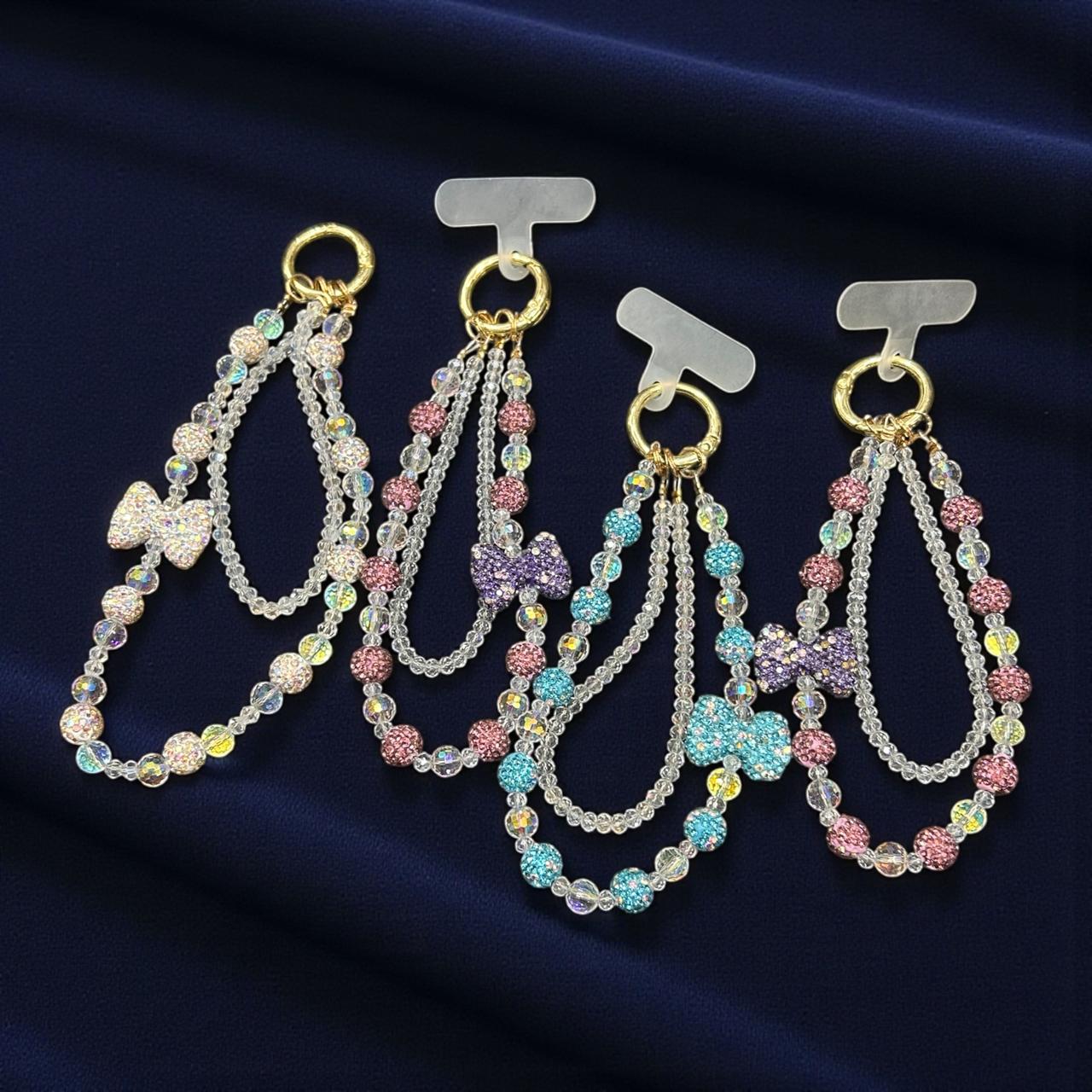 Crystal Beaded Phone Charm | Luxury Wrist Strap Phone Accessory (pack of 6)