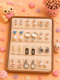 Korean chic earrings with a foldable box ( pack of 12 pieces)