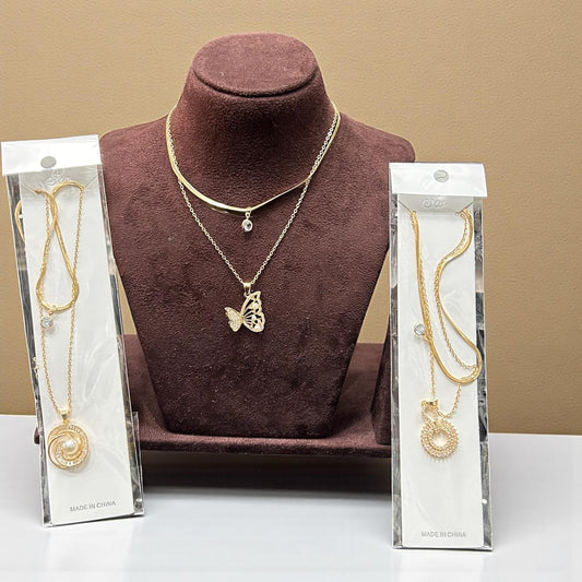 Anti tarnished premium AD double chain locket (pack of 6 mix designs)