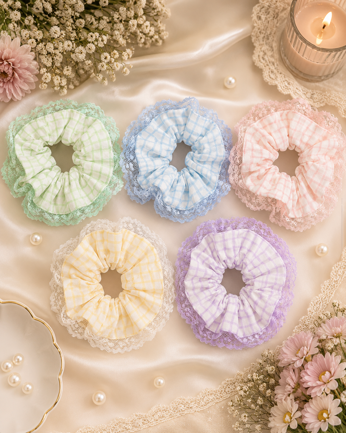 Korean premium scrunchies ( pack of 12)