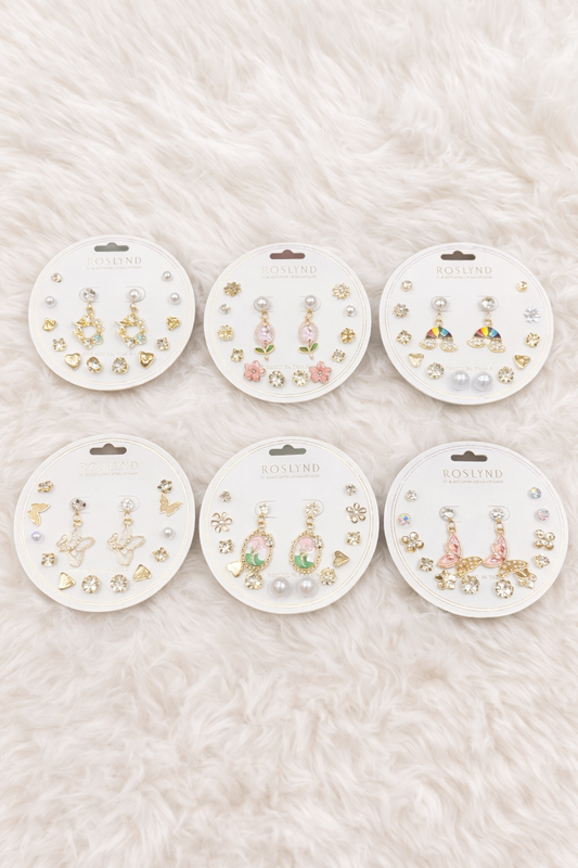Earings stud combo sets ( pack of 12 cards)
