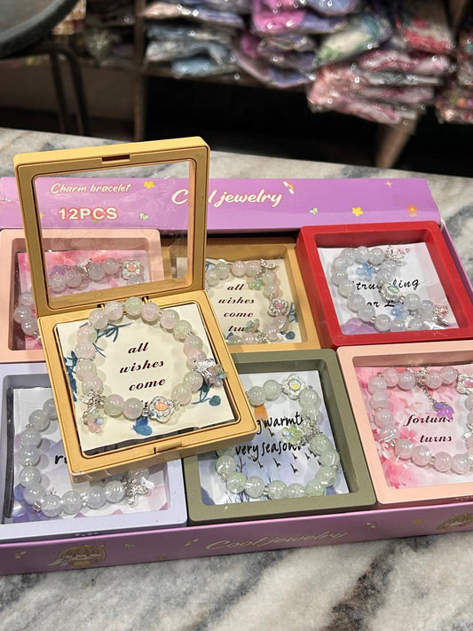 Luxury Marble Stone Bracelet with Charm | Gift Bracelet for Women ( pack of 12)