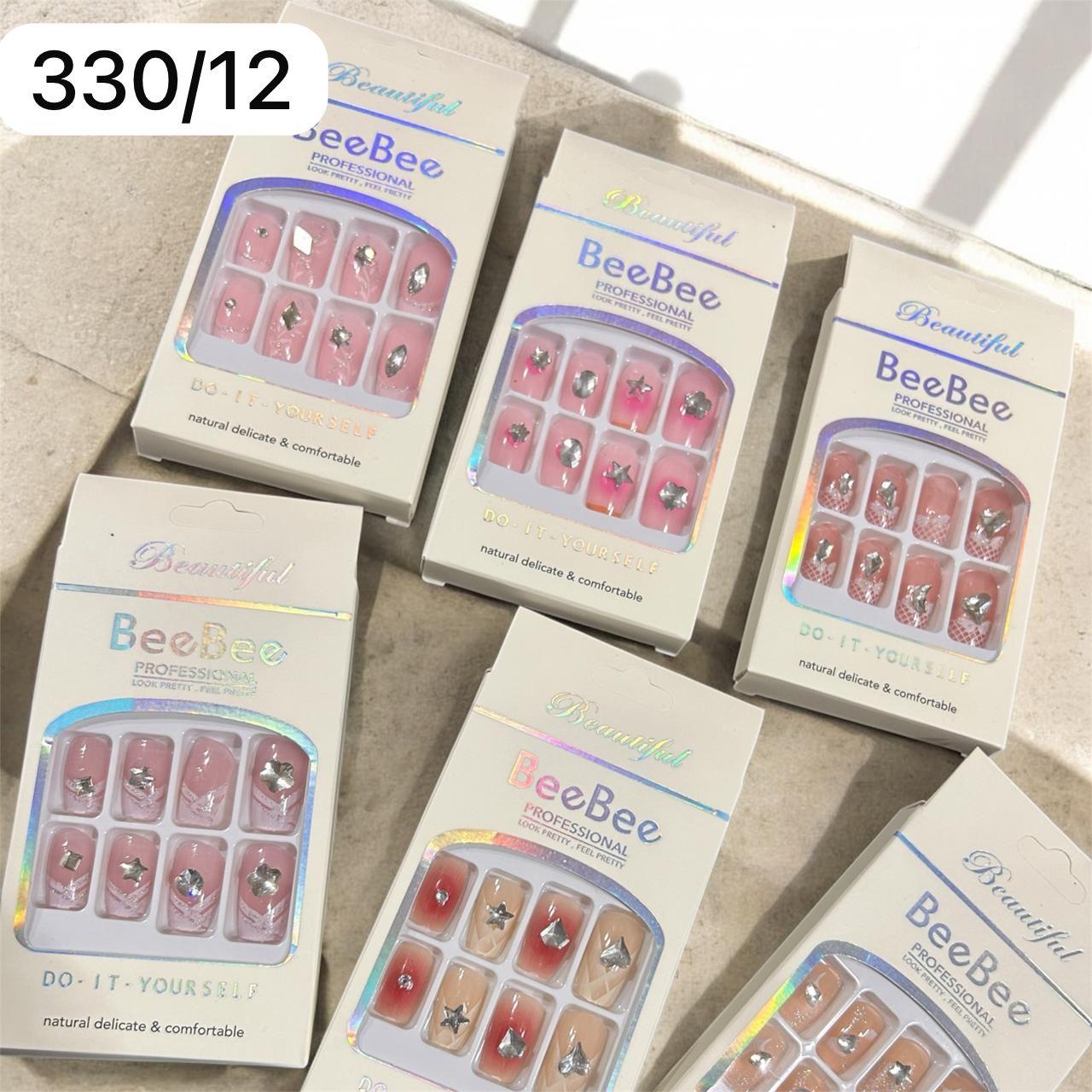 Professional Press-On Nail Korean Style Nail Art (pack of 12)