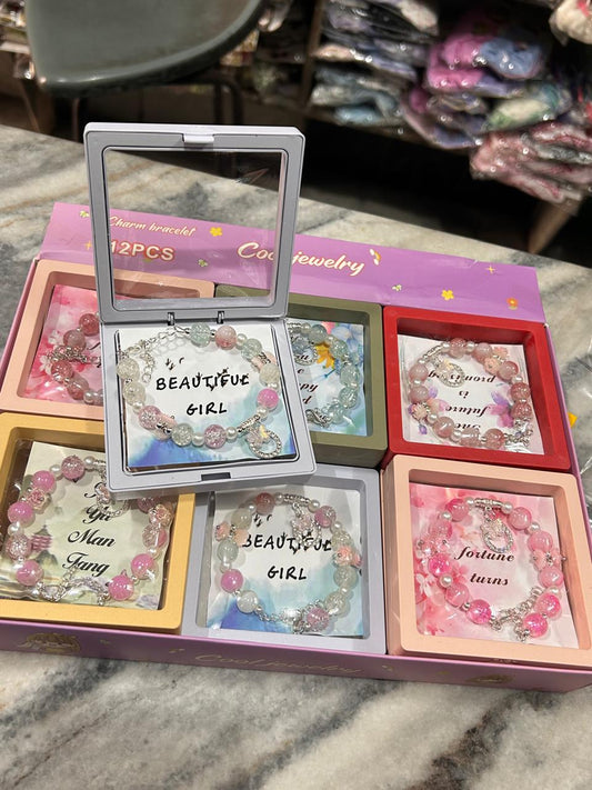 Luxury Marble Stone Bracelet with Charm | Gift Bracelet for Women ( pack of 12)