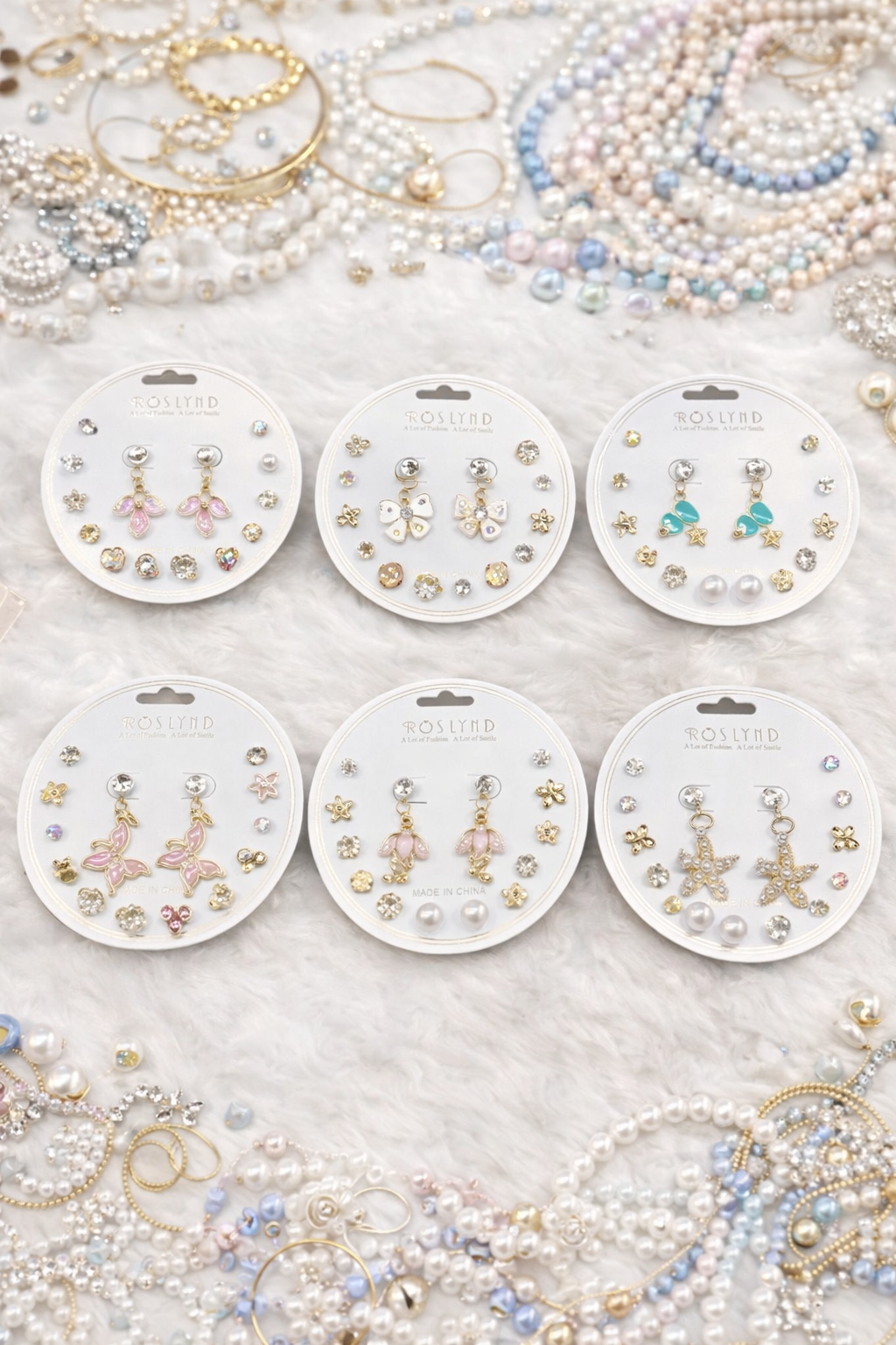 Earings stud combo sets ( pack of 12 cards)