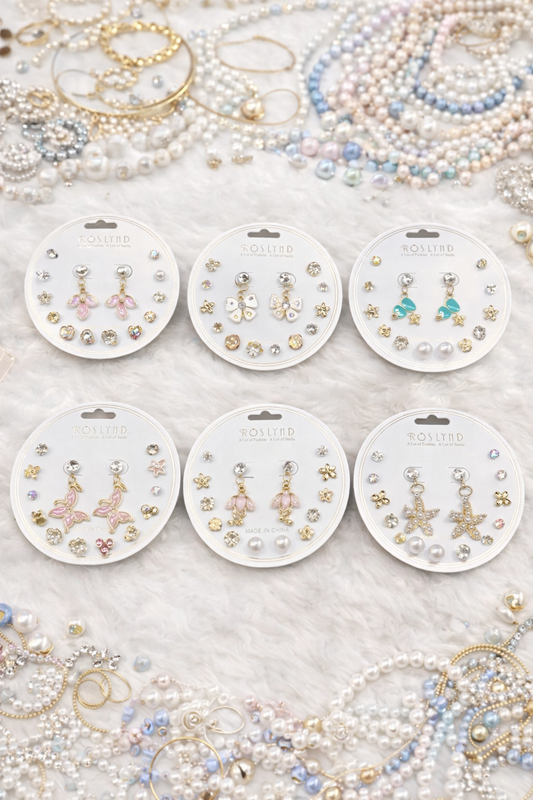 Earings stud combo sets ( pack of 12 cards)
