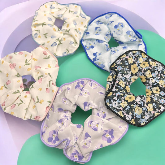 Korean Style Fabric Scrunchie Rubber Band for Daily Wear 4 ( pack of 12)