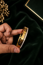 Luxury Gold Finish Openwork Bracelet with Stone Line Design ANTITARNISH-316 polish( pack of 3 piece )