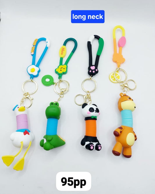 Pop spring neck keychain plus bag charm( pack of 12)