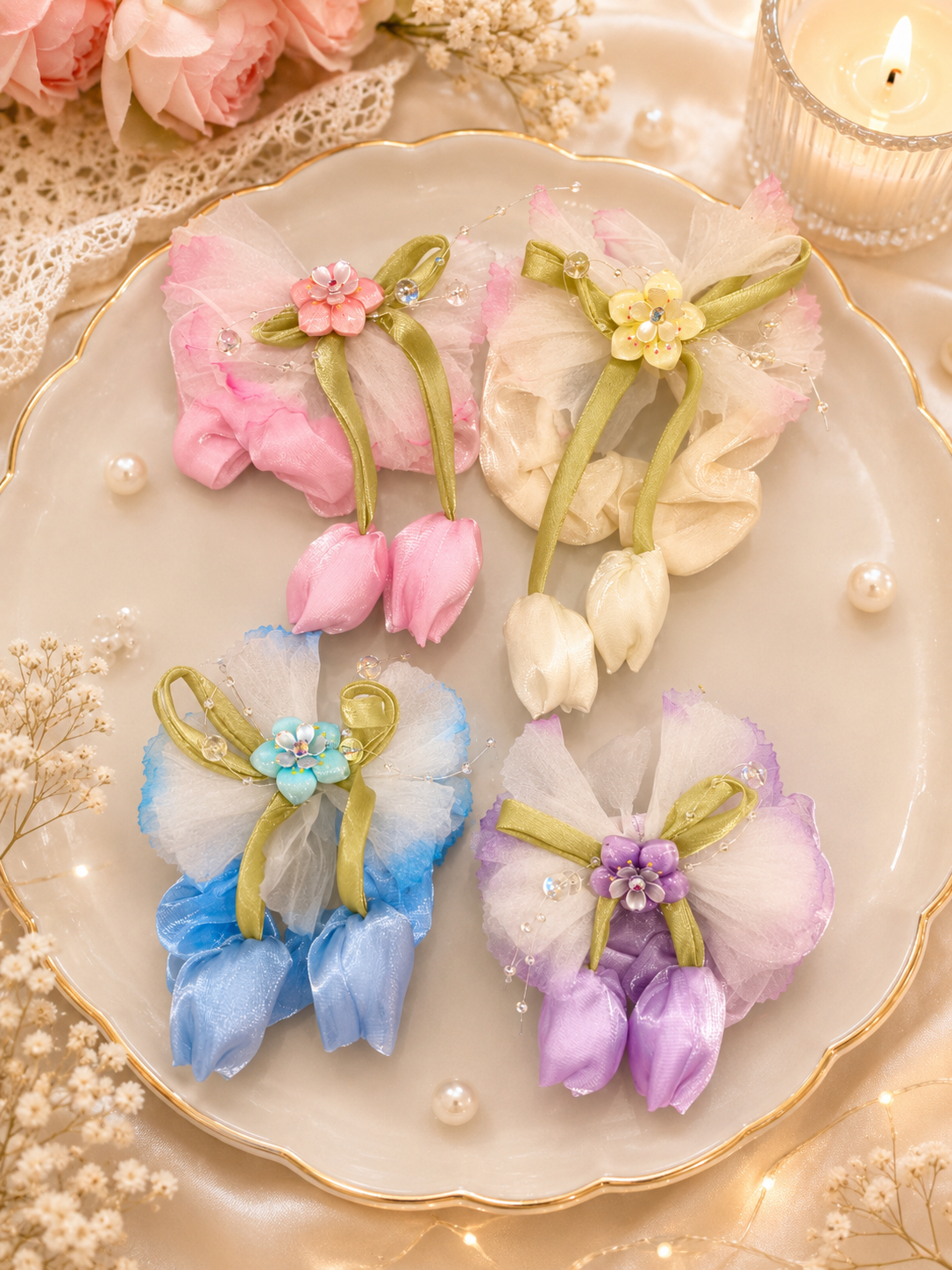 Korean premium scrunchies ( pack of 12)
