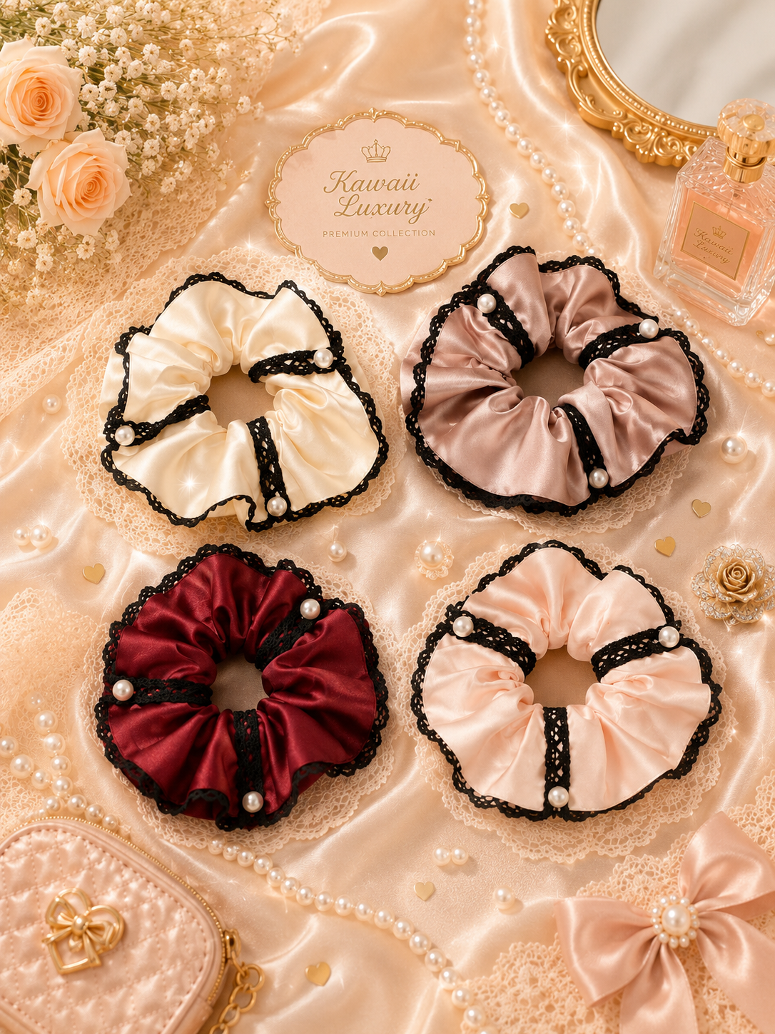 Cute kawaii korean scrunchies ( pack of 12)