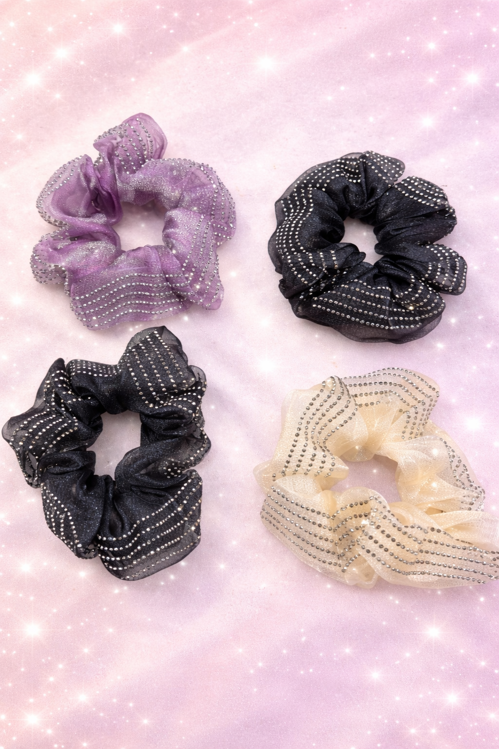 Korean scrunchies premium studded( pack of 12)