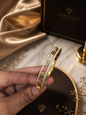 Luxury Gold Finish Openwork Bracelet with Stone Line Design ANTITARNISH-316 polish( pack of 3 piece )
